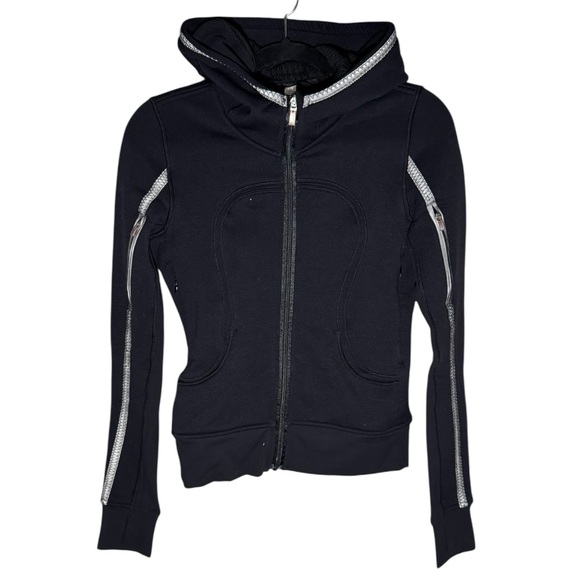 LULULEMON Special Edition Uba Hoodie Reflective Black Fitted Jacket Size 4 - Picture 9 of 12